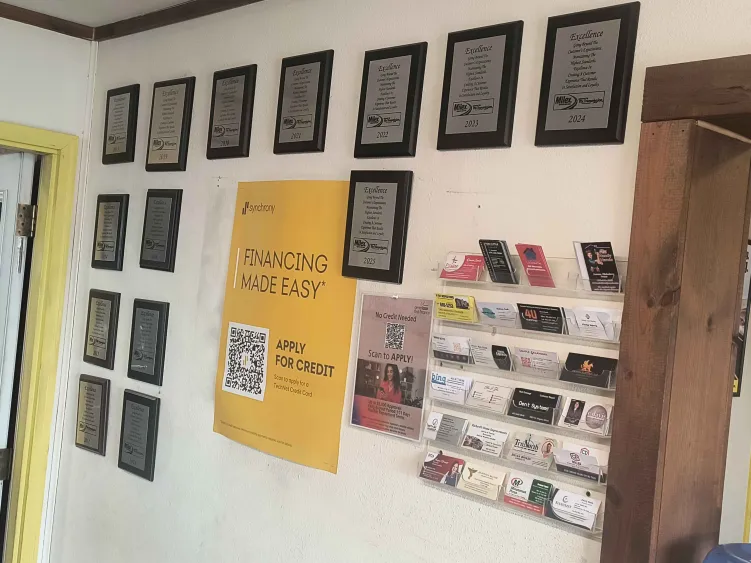 Wall of Awards for Mr. Transmission
